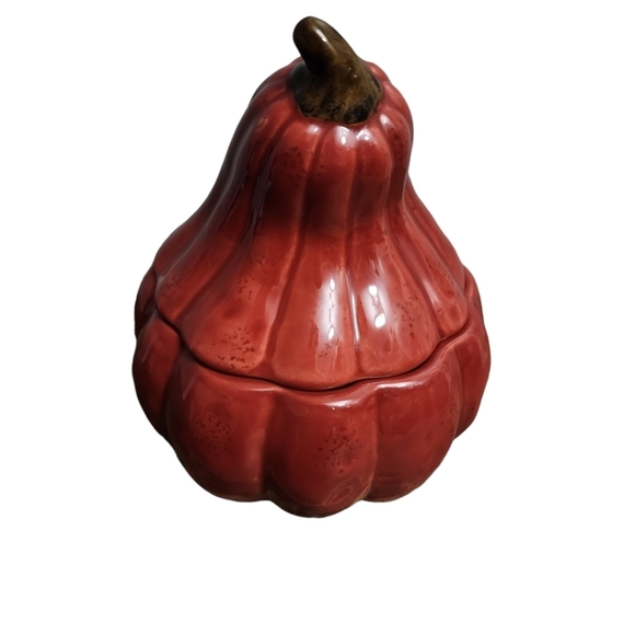 COPY - Chris Madden Red Pumpkin Gourd Dish with Lid - Picture 4 of 11